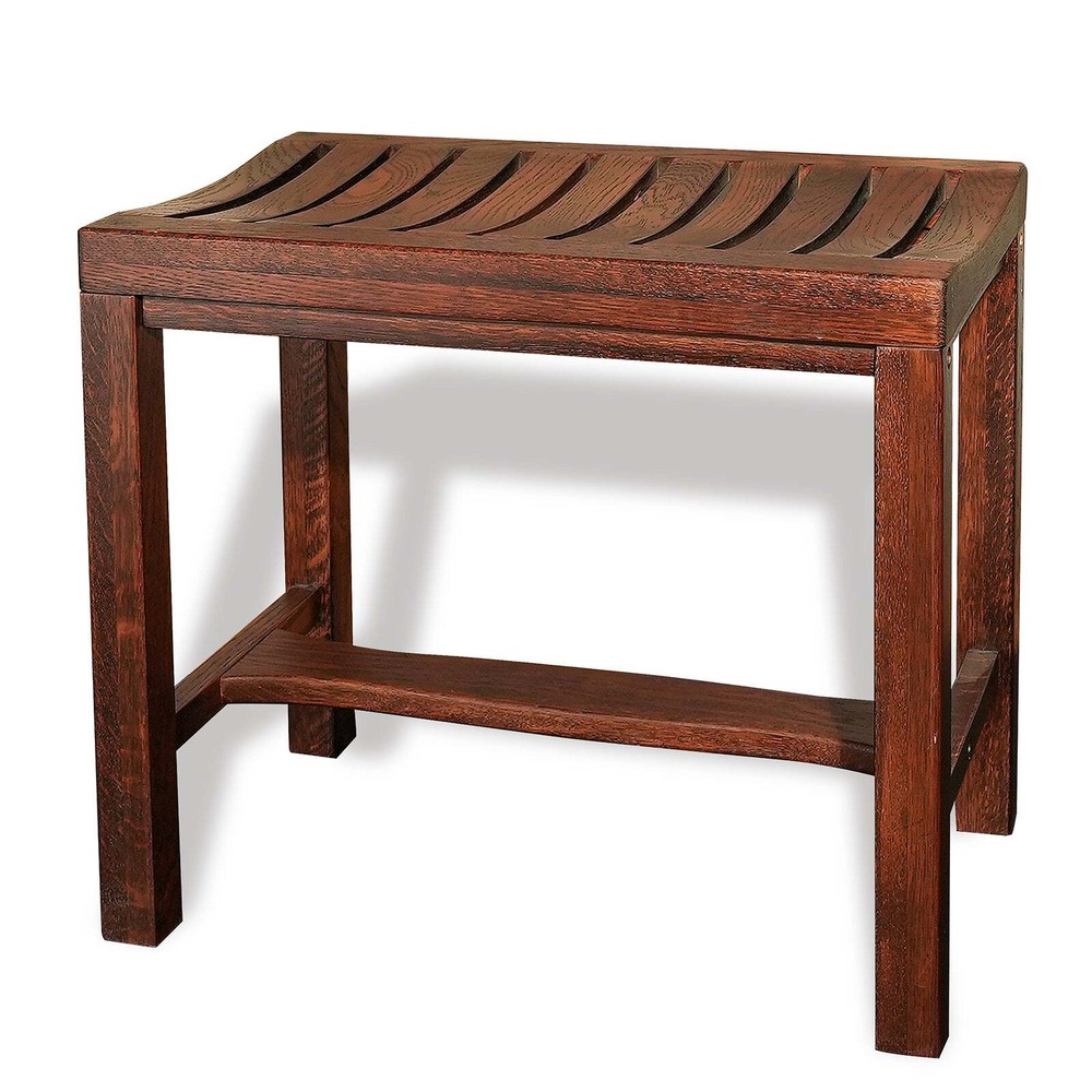CONSDAN Shower Bench, Extra Large Capacity, USA Solid Oak, Waterproof Finish