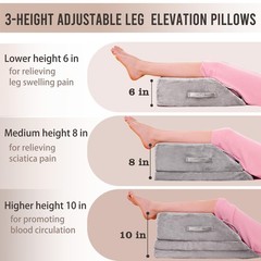 Wedge Pillow for Sleeping, Bed Wedge Pillow for After Surgery 3-Height Memory…