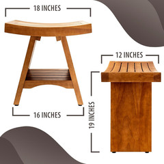 Teak Shower Bench, 450 Pound Capacity Shower Stool, Water Resistant 18 Inches So
