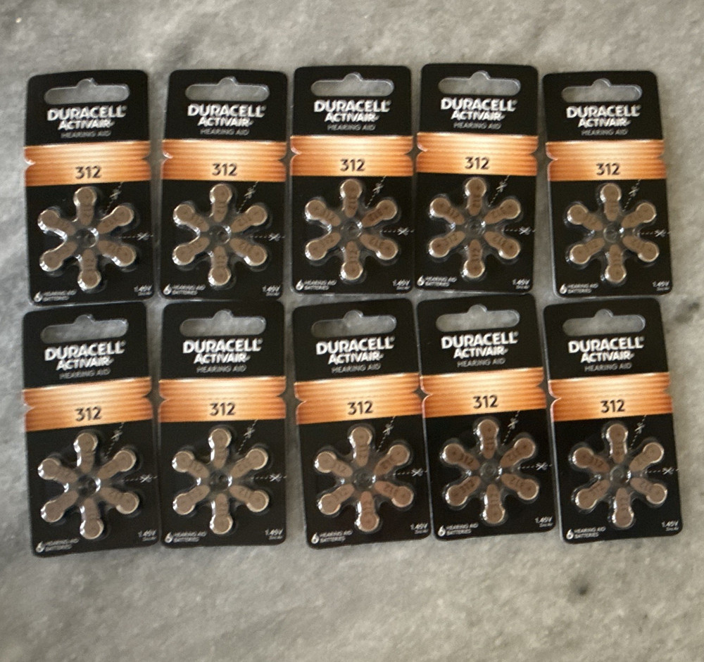 Duracell Activair Hearing Aid Batteries Size 312 PR41 1.45V Zinc-Air 180mAh