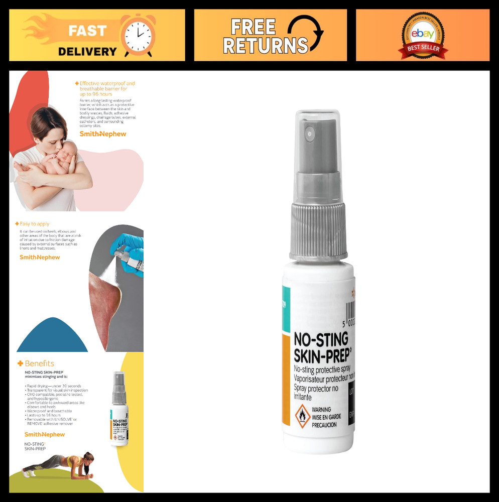 Alcohol-Free Skin Barrier Spray, NO-Sting Protective Dressing, 1 oz, Skin Prep