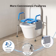 WHLICKS Raised Toilet Seat with Handles Width & Height Adjustable Toilet (180)