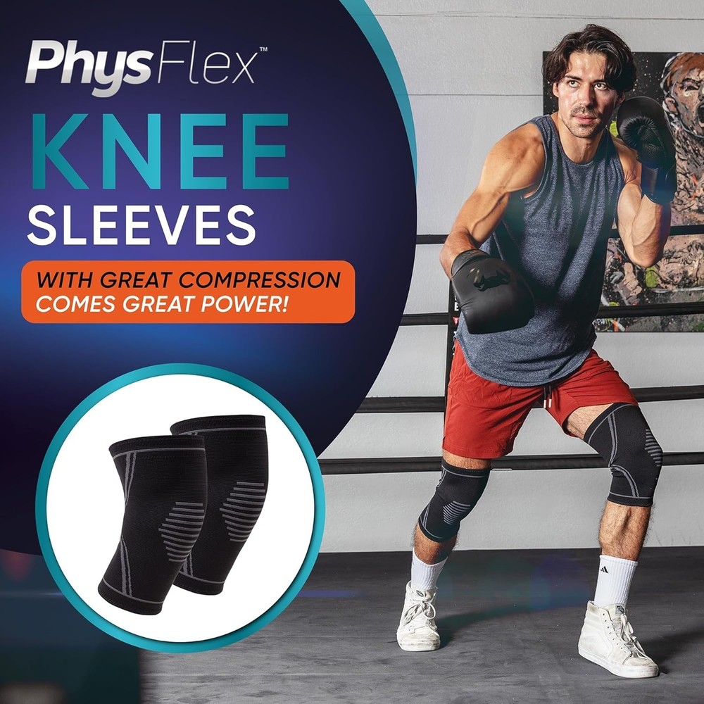 Knee Brace for Men and Women – 2 Pack Knee Compression Sleeves for Pain Relief L