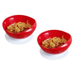 pekokavo Spill Proof 5.8″ Scoop Bowl with Non-Skid Suction Normal, Red/White