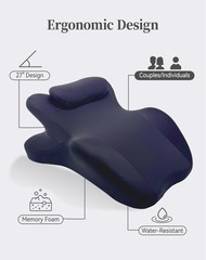 Sweet Spot Pillow, Memory Foam Medium(22.62“L×14.82“W×8.97“H), Navy Blue