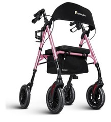 FlyingJoy Rollator Walker with Seat and Brakes Blue 300 lbs Adults Bariatric
