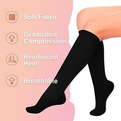 4 Pairs Compression Socks for Women Large-X-Large 01-black/Grey/White/Pink