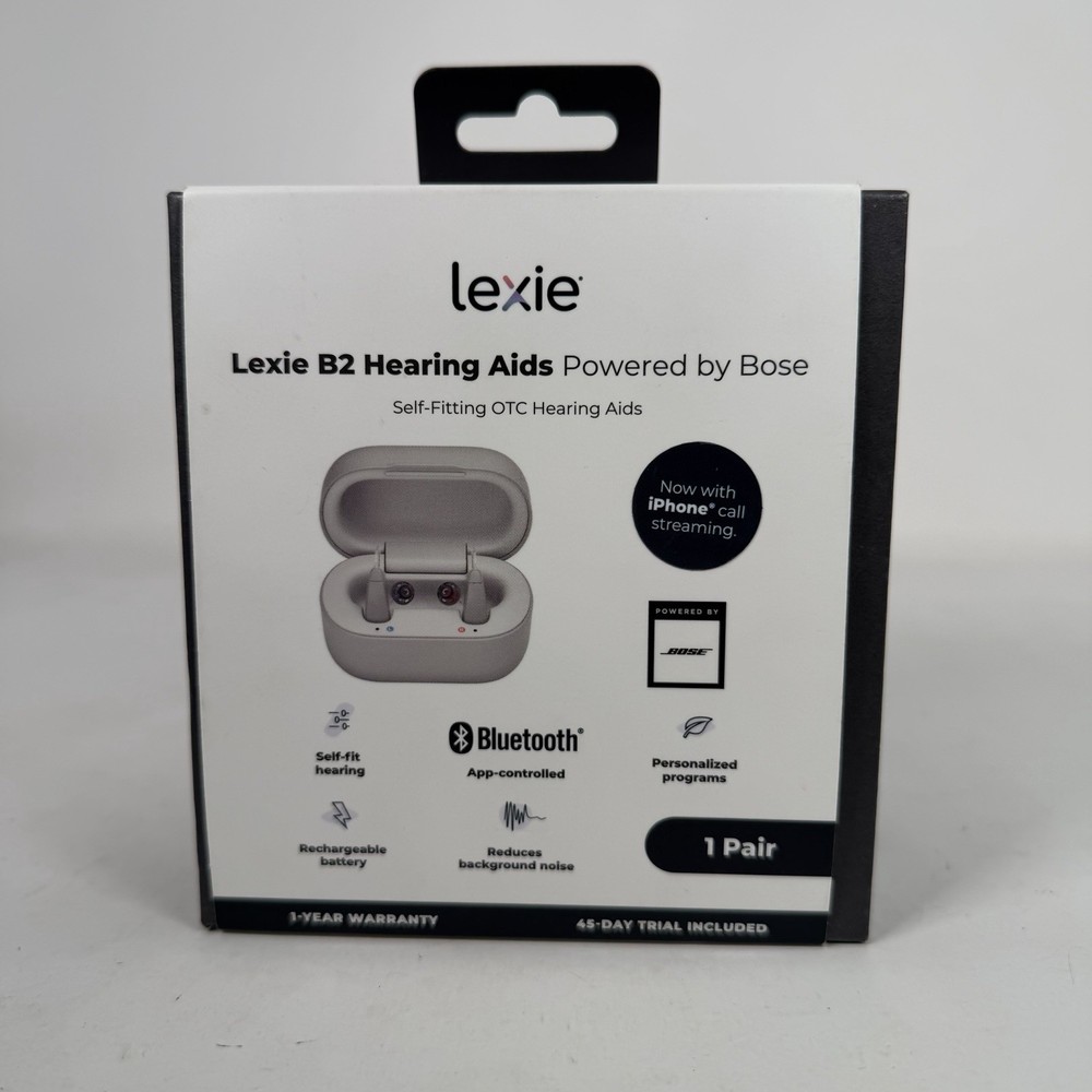Lexie B2 Powered by Bose OTC Hearing Aids Light Gray 99-0008-01 Rechargeable
