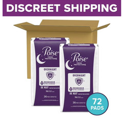Poise Overnight Incontinence & Postpartum Pads for Bladder Leaks, 72 Count