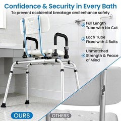 Sliding Tub Transfer Bench Adjust Height Shower Chair W/360 Degree Swivel Seat