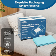 100 Count Disposable Bed Pads 30“X36“ MILDPLUS Super Absorbent Underpads, Disp