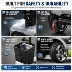 4-Wheel Power Wheelchair Scooter All Terrain for Seniors & Adults