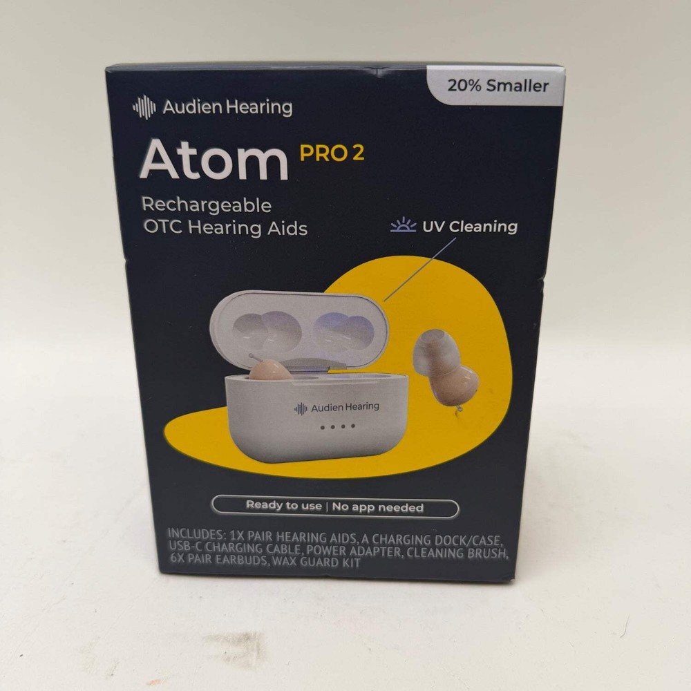 New Audien Hearing Atom Pro 2 Rechargeable OTC Hearing AIDS ATOMPRO2