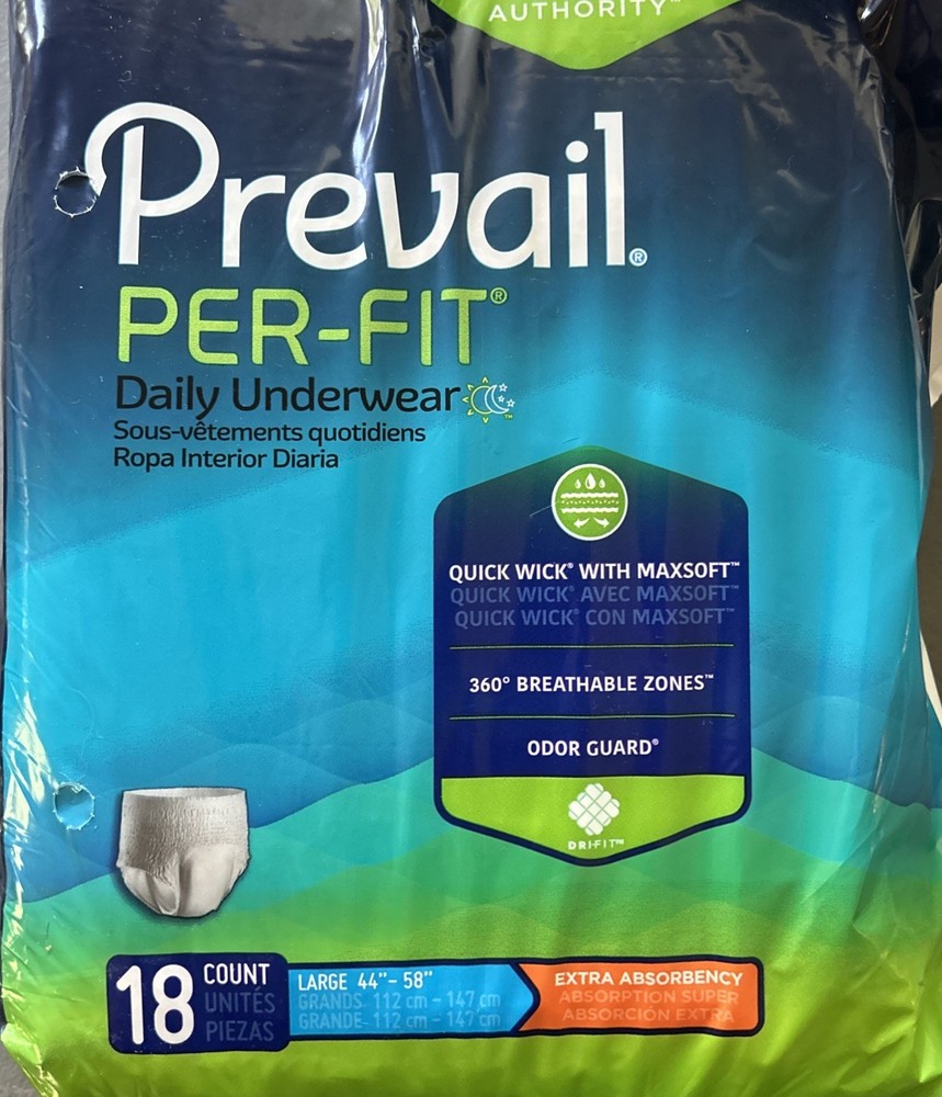 Prevail Per-Fit Disposable Underwear PF-513, Large 44-58” 18 Ct