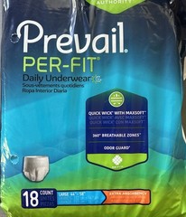 Prevail Per-Fit Disposable Underwear PF-513, Large 44-58” 18 Ct