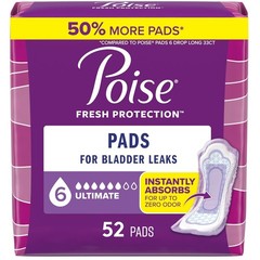 Women’s Poise Incontinence Pads Ultimate Absorbency 52 Count Regular Size