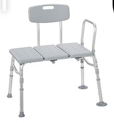 Drive Medical Tub Transfer Bench Shower Chair Tub Seat Adj Height Safety Bench