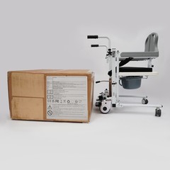 Elderly Transport Wheelchair Adjustable Lift Nursing Chair w/ Toilet Bucket