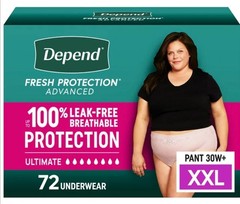 Women XX Large Depends Protection Plus Ultimate Underwear 68-count: