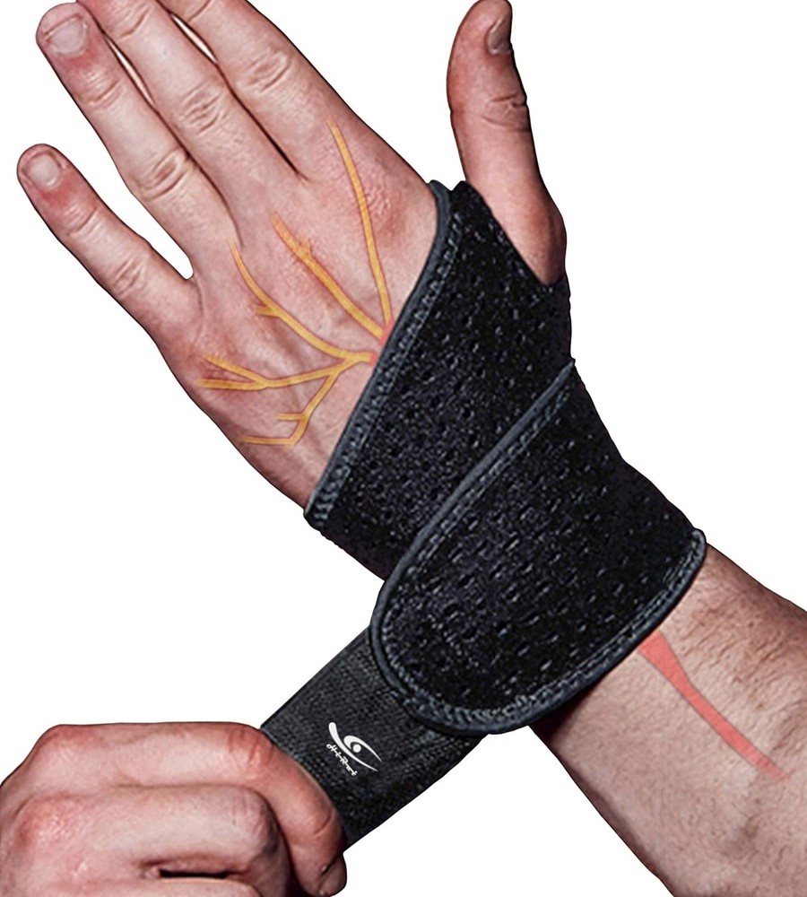 HiRui 2 Pack Wrist Brace Support Compression Strap Black Adjustable