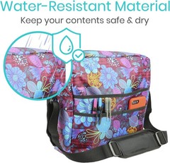Water-Resistant Wheelchair Bag – XL Pockets & Adjustable Straps in Floral