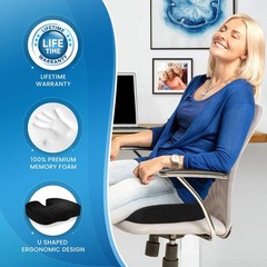 Memory Foam Seat Cushion for Office Chairs & Car Tailbone Pain Relief Seat