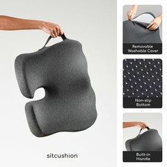 SitCushion Extra Large Memory Foam Seat Cushions X-Large, Black & Dark Gray