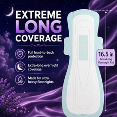 BST Mint Fresh Odor Control Extra Long Overnight Pads for Women | 16.5 Inch (8Pc