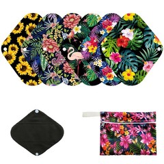 7pcs Pack Cloth Pads Including 1pc Mini Wet Bag +6pcs Medium, Bamboo Charcoal