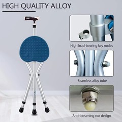 Hold 440 Lbs Folding Canes with Seat Walking Stick Height Adjustment Cane Seat C