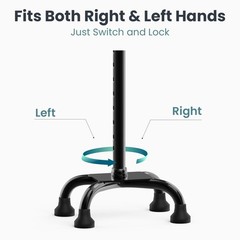 Quad Cane 300LB Adjustable 29.5″-38.4″ Height – 4 Pronged Base for Stability