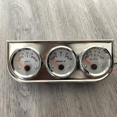 Chrome 3 in1 Triple Auto Gauge Meter Kit 52mm (8-16V Volt Meter +10… Fast Ship