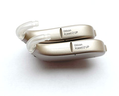 Used,Pair of Oticon Xceed 2 UP behind the ear BTE/Beige color – USA Shipping