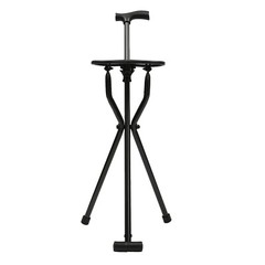 2-in-1 Walking Cane with Seat,Folding Cane Chair, Portable Crutch Chair Black US