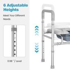 Elevated Toilet Seat Riser w/ Handles 400 lb Support Adjustable Width & Height