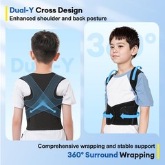 babaka Posture Corrector for Kids and Teens Adjustable Full Medium, Black