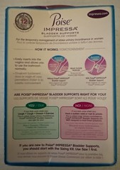 Poise Impressa Bladder Supports, 10 count, size 1, New, Sealed Box, Exp2019