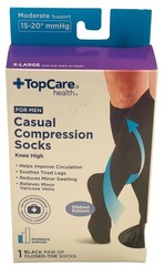 TopCare Health Mens Casual Compression Socks Knee High Black X-Large Made In USA