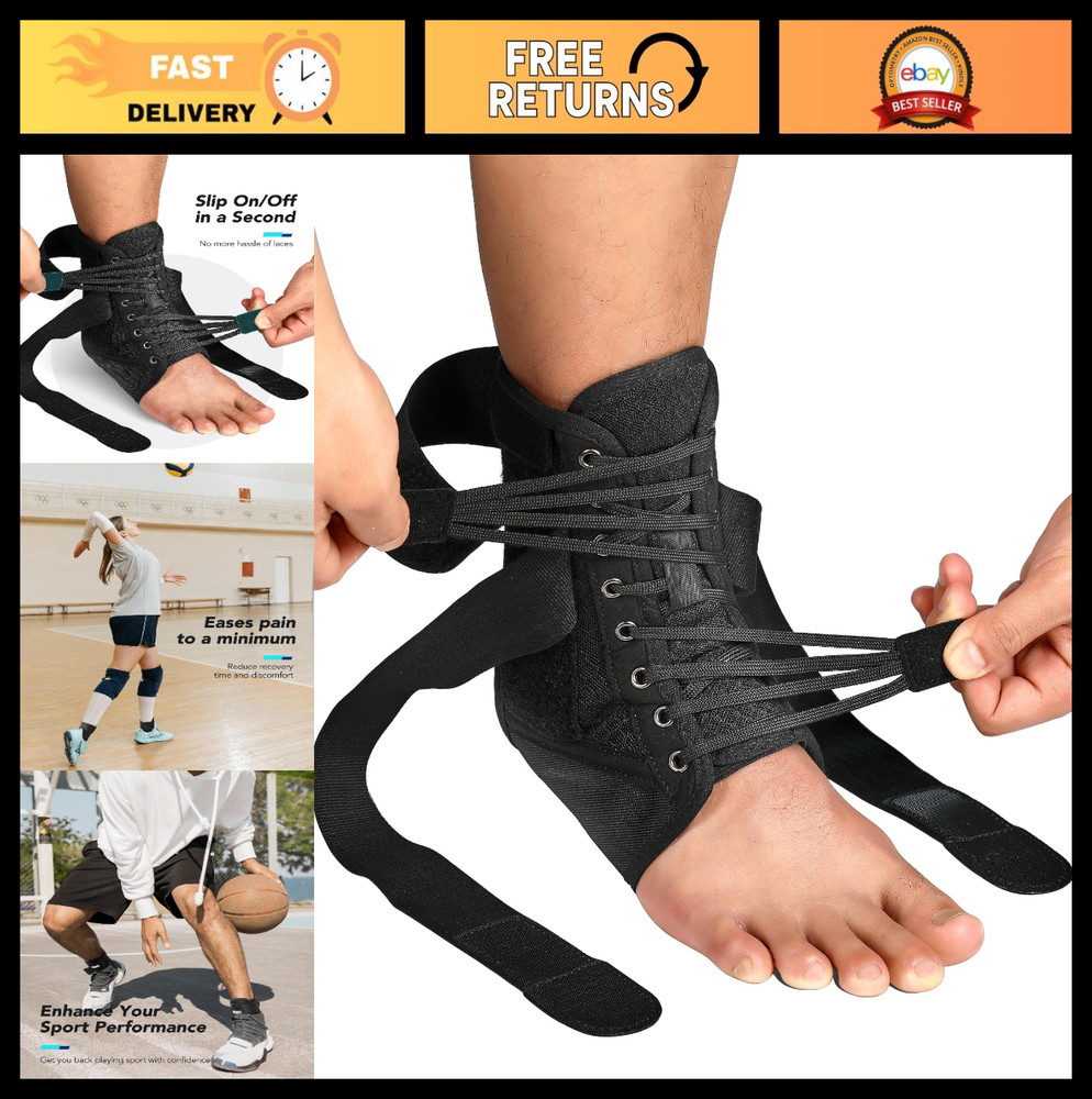 Adjustable Quick Lace Up Ankle Brace with Removable Splints for Injury Recovery,
