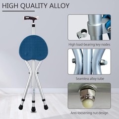 Compact 440 lbs Cane with Comfortable Seat & Adjustable Height – Portable Design