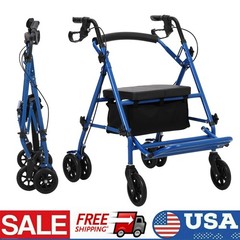 Folding Rollator Walker 2 in 1 Walker Wheelchair Combo With 6in Wheels Soft Seat