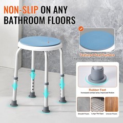 300lb 360° Swivel Seat & Adjustable Height Shower Chair, Non-Slip Bathtub Stool