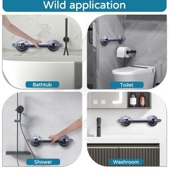 Suction Grab Bar 17 Inch Silver Max 270lbs Load Capacity – Non-Slip Grip