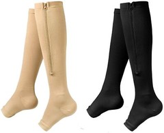 Knee High Compression Socks with Zipper – Foot & Calf Support for Pain Relief