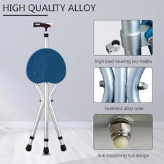 Yayayo Hold 440 lbs Folding Canes with Seat Walking Stick Height Adjustment Cane