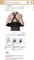 Back Brace with Suspenders for Work Industrial Lifting Safety Elastic L