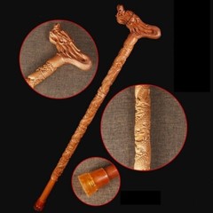 New Peach Wood Carved Walking Stick Cane Crutch Climbing Wooden Walker