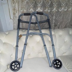 Foldable Adjustable Height 2-Wheel Walking Frame Silver Black Adult Senior
