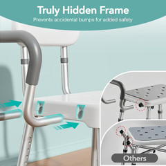 HOMENURSE Shower Chair for Inside Shower, 400 lbs, Wider Seat, Lightweight | 9-L