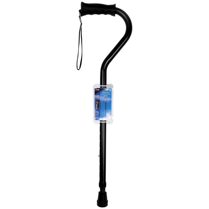 Carex Black Offset Walking Cane w/Strap Aluminum/Plastic 39.5″H